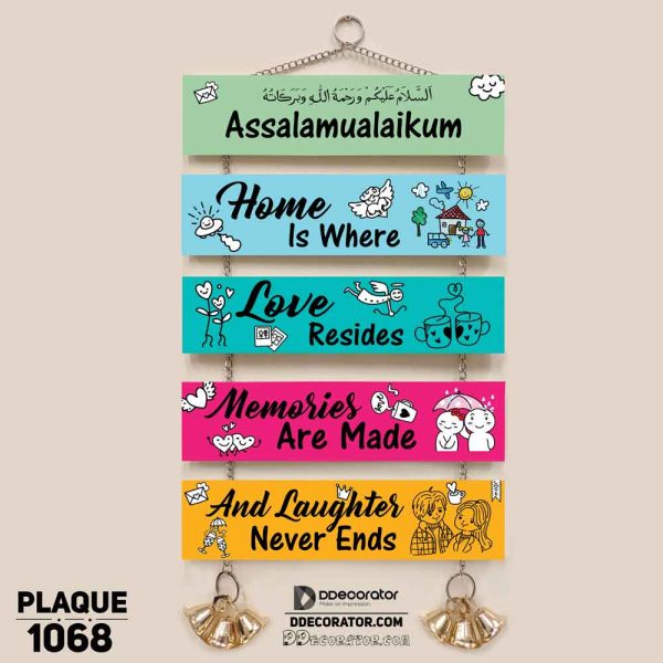 DDecorator Assalamualaikum Happy Home Wall Hanging Wall Plaque Home Decoration Wall Decoration For Wall And Door - PLAQUE1068